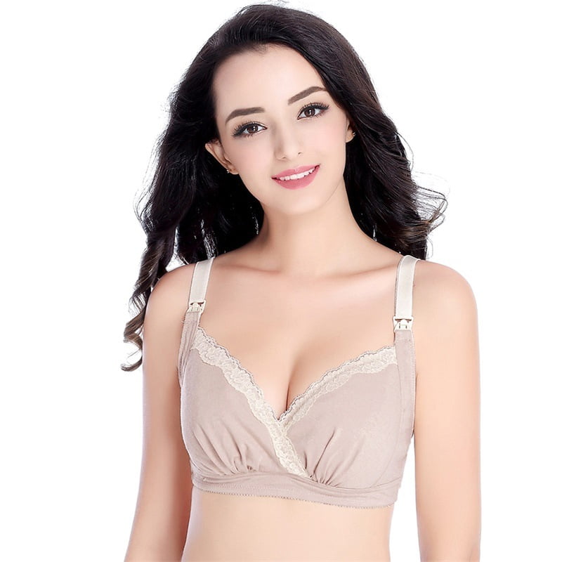 Women Lace Nursing Bra Pregnant Cotton Adjustable Gathered Bra