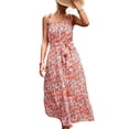 thumbnail image 2 of Vestido midi con estampado floral, vestido midi fruncido con busto para mujer, vestido midi fruncido con busto y hombros descubiertos Características mejoradas, 2 of 5
