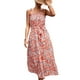 thumbnail image 5 of Tie Shoulder Dress, Washable Floral Print Dress Belted Stylish For Women For Shopping, 5 of 5