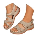 thumbnail image 1 of IUJSOY Womens Comfort Arch Support Sandals Open Toe Hollow out Orthotic Walking Low Wedge Slides, 1 of 9