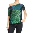 thumbnail image 1 of Womens Off-shoulder Sexy Blouses Loose Shirt Tops Glistening Sequin Tank Top Blouse, 1 of 5
