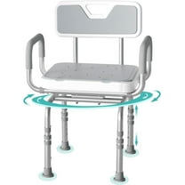 Shower Chair with 360° Rotatable Seat | Shower Chair for Inside Shower with Arms and Back | 500lbs Heavy Duty for Bathtub | Height Adjustable Safety Bath Seat for Elderly
