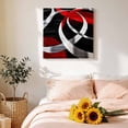 thumbnail image 4 of Canvas Wall Art Black Red Circle Canvas Art Print Geometric Lines Pictures Wall Decor for Living Room Bedroom Artwork Decorations Stretched Framed Ready to Hang 10"x10", 4 of 9