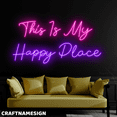 thumbnail image 2 of Craftnamesign This Is My Happy Place Neon Sign, Bedroom Wall Decor, Happiness Wall Art, 2 of 4