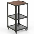 thumbnail image 1 of Fenge Bureau Debout Mobile à Hauteur Réglable, Poste de Travail pour Ordinateur, Bureau Roulant pour Portable avec Cadre en Acier Robuste et Tablette en Treillis Métallique, Brun, 1 of 6