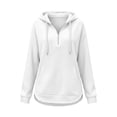 thumbnail image 5 of Kadlawus Women Plus Size Long Sleeve Zip Hooded Pullover Sweatshirt Fall Winter Casual Basic Tops Soft Cozy Relaxed Fit for Daily Work Vacation Wear, White M, 5 of 5
