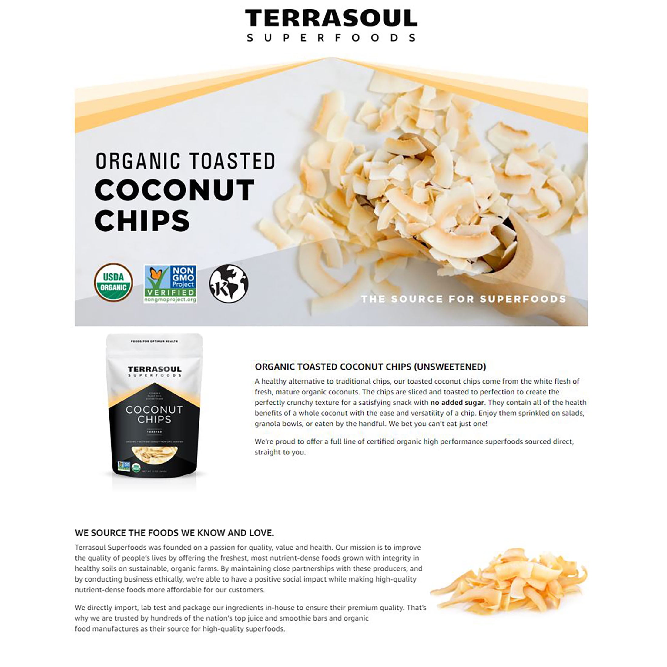 Terrasoul Superfoods Organic Toasted Coconut Chips, 2.25 Lbs (12 Oz 3-Pack) - Unsweetened | Unsalted | Perfectly Toasted Coconut