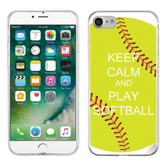 Slim-Fit Case for Apple iPhone 8, OneToughShield ® Premium TPU Gel Phone Case - Keep Calm Softball