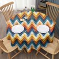 thumbnail image 3 of Orange Geometric Pattern Round Tablecloth 60"x60",Wrinkle Wipeable Table Cloth for Kitchen Dining Room Picnic Patio Party, 3 of 6
