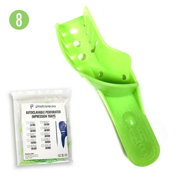 12 Autoclavable Dental Impression Trays Upper Right/Lower Left (# 8)
