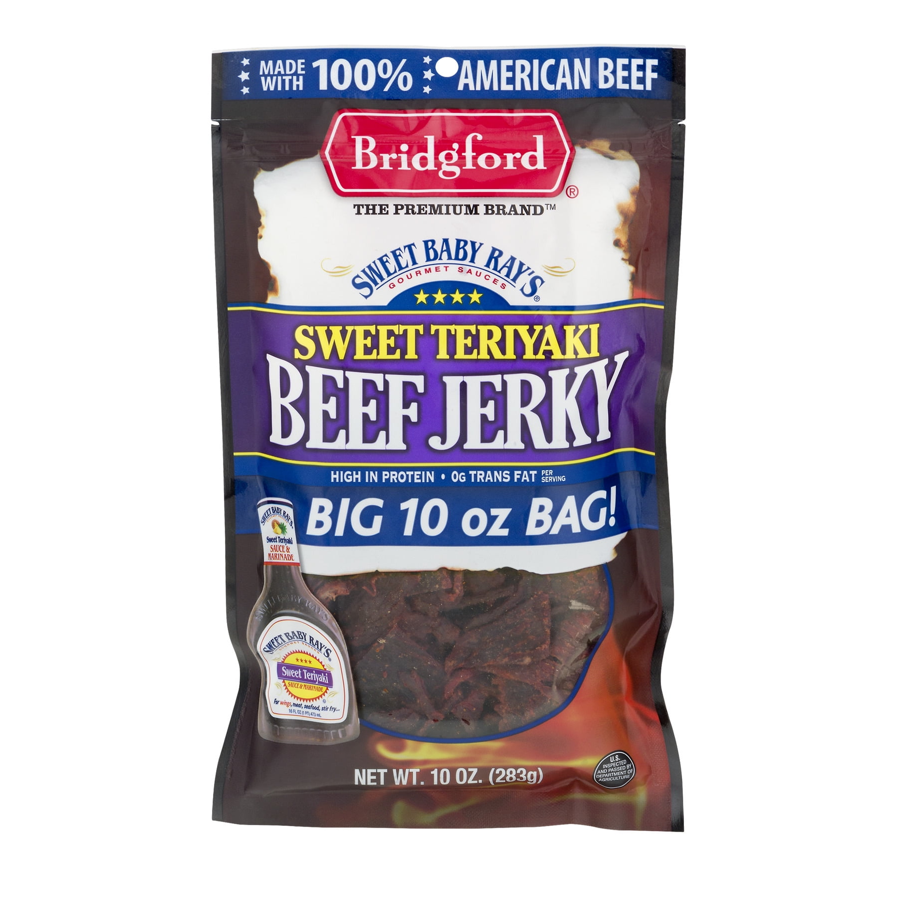 Bridgford Beef Jerky Sweet Baby Ray's Sweet Teriyaki, 10 oz