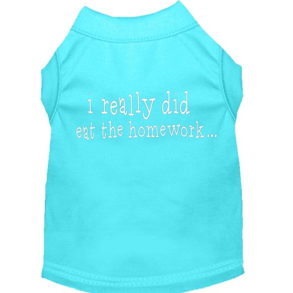 Pet Dog Cat Shirt Screen Printed, "I Really Did Eat The Homework"