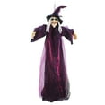 thumbnail image 3 of Halloween Animatronics Witch Decorations, 6 FT Hanging Witch Halloween Decor, Giant Animated Standing Talking Witch with Red Eyes, Flying Witch Standing Decor for Scary Decors Prop, 3 of 7