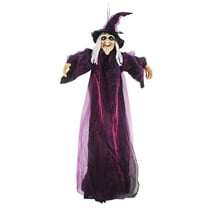 Nmdmisc 71" Life Size Hanging Talking Witch, Sound Activation and Red Eye Animated Witch Indoor Outdoor Halloween Decoration, Decor Prop