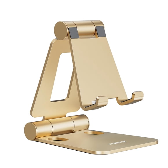 Soporte para teléfono móvil Nulaxy Dual, plegable, totalmente ajustable, dorado