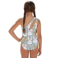 thumbnail image 2 of SEANATIVE Swimsuits for Teen Girls One Piece Bathing Suit See Through Short Skirt Cover Ups Cut Out Back Beachwear for Surfing Water Park, Size 7-8, Cute Rabbit Floral Easter Egg Gray, 2 of 7