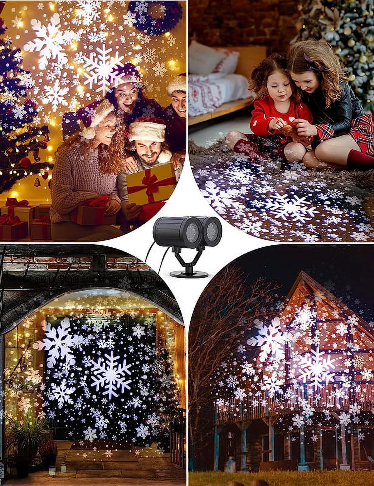 Christmas Snowflake Projector Lights, Double Head IP65 Waterproof Led Snowfall Show Outdoor, Christmas Decorations, Ideal for Xmas Holiday Party Wedding Garden Patio