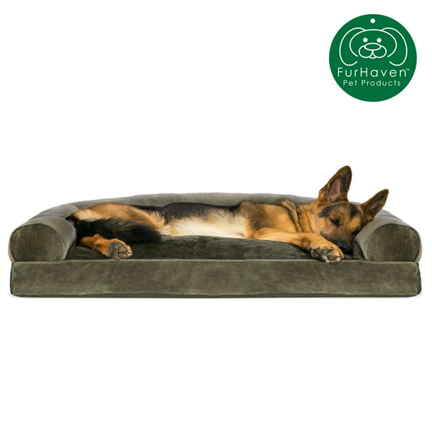 Furhaven Pet Dog Bed Faux Fur Velvet Pillow Sofa Style Couch Furhaven Pet Dog Bed Faux Fur