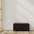 thumbnail image 3 of Sienna 33 inch Wide Storage Ottoman Bench in Distressed Black Vegan Leather, 3 of 14