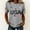 Gray, variant on American 250th Anniversary Tops For Women Casual Printed T-Shirt Round Neck Short Sleeve Shirt Army Green XXL
