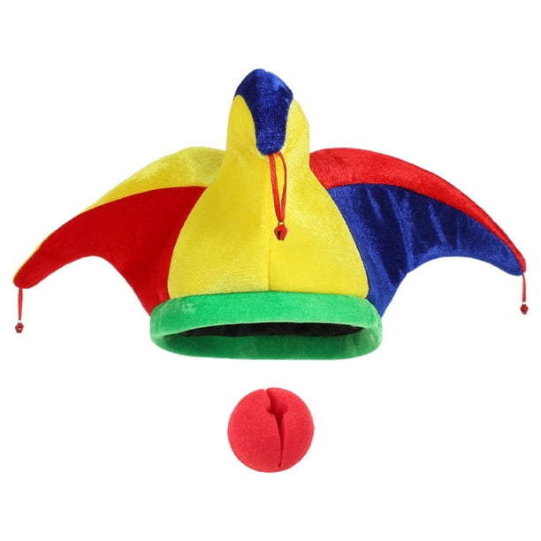 1 Conjunto de Gorro de Payaso Divertido con Cascabeles y Nariz de Payaso, Accesorios para Fiestas de Carnaval, Cosplay y Actuaciones Escénicas para Mardi Gras, Carnaval y Fiestas de Disfraces.
