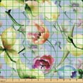 thumbnail image 2 of Ambesonne Floral Fabric by the Yard Upholstery, Pop Blossoms Spring Love Art, 5 Yards, Ceil Blue and Yellow Green, 2 of 5