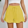 thumbnail image 3 of MDUKONU Women's Drawstring Linen Shorts Moisture Wicking Slim Fit with Multi Pockets Yellow M, 3 of 9