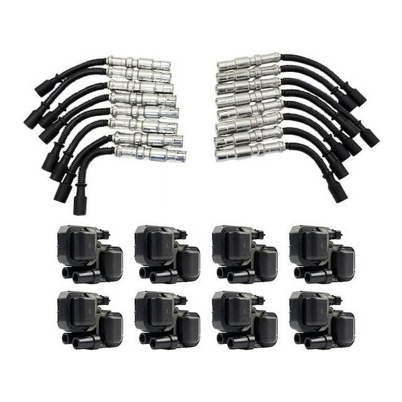Ignition Coil and Spark Plug Wire Set 9 Piece - Compatible with 1999 - 2005 Mercedes-Benz SL500 2000 2001 2002 2003 2004