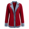 thumbnail image 6 of Breezora Women's Denim Patchwork Corduroy Cardigan Lapel Long Sleeve Button Down Casual Open Front Lightweight Jacket, 6 of 7