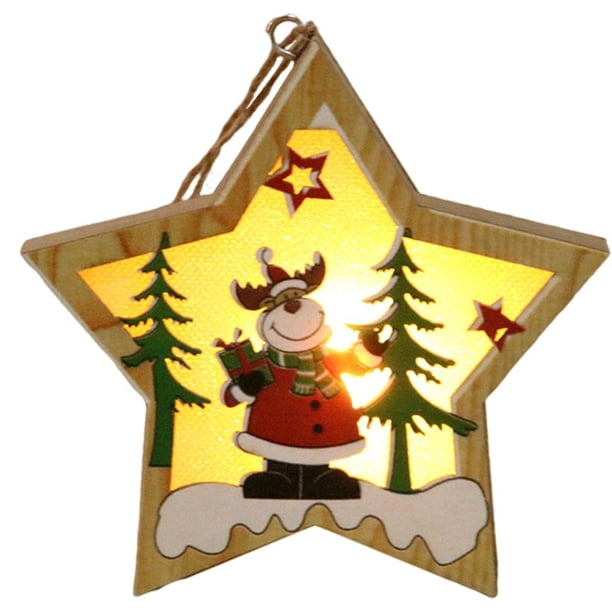 Decoración brillante del diseño de la escena del adorno de navidad Estrella alces Yuyangstore Colgante de Navidad