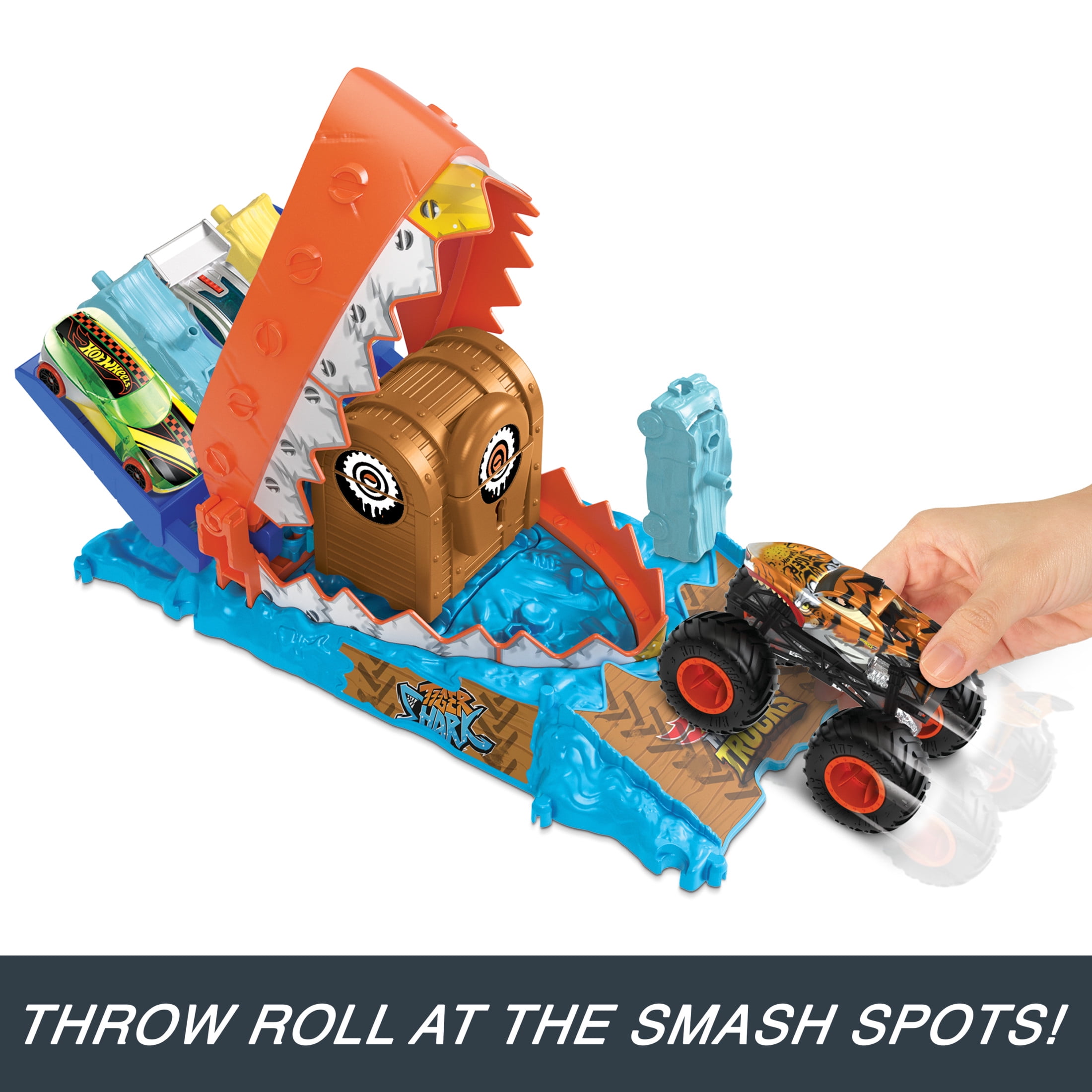 Hot Wheels Monster Trucks Arena Smashers Treasure Chomp Challenge Playset