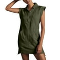 thumbnail image 2 of Jzuxvd Womens Summer Half Zip Sweatshirt Dresses V Neck Collared Sleeveless Workout Tunic Mini Dress Army Green XXL, 2 of 8