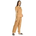 thumbnail image 2 of Inkmeso Womens 2Pcs Solid Nightwear Set Short Sleeves Top & Pajama Sets Soft Cotton Loungewear, 2 of 7
