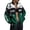 Green, variant on Race Car Driver Jacket, Womens Racing Jacket, Vintage Color Block Bomber Jacket, Loose Fit Zip Up Y2K Streetwear Outerwear with Stand Collar for Casual Outfits, Music Festivals and Daily Wear