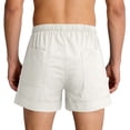 thumbnail image 5 of Mens Shorts Plus Size Cotton Linen Casual Shorts Color Solid Mens Shorts with Pockets Pull Rope Mens Shorts Elastic Waist Beach Shorts for Men Plus Size White ,4XL, 5 of 8