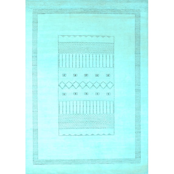 Ahgly Company Indoor Rectangle Solid Light Blue Modern Area Rugs, 8' x 10'