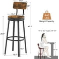 thumbnail image 3 of Swivel Bar Stools Set of 2, 29” Tall Industrial Barstools with Back & Round Wooden Seat, Metal Bar Chairs for Kitchen Counter, Pub, Bistro, Cafe, Rustic Brown and Black, 3 of 6