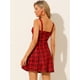thumbnail image 5 of Vestido sin mangas delantero con cremallera y tirantes a cuadros a cuadros para mujer rojo M, 5 of 6
