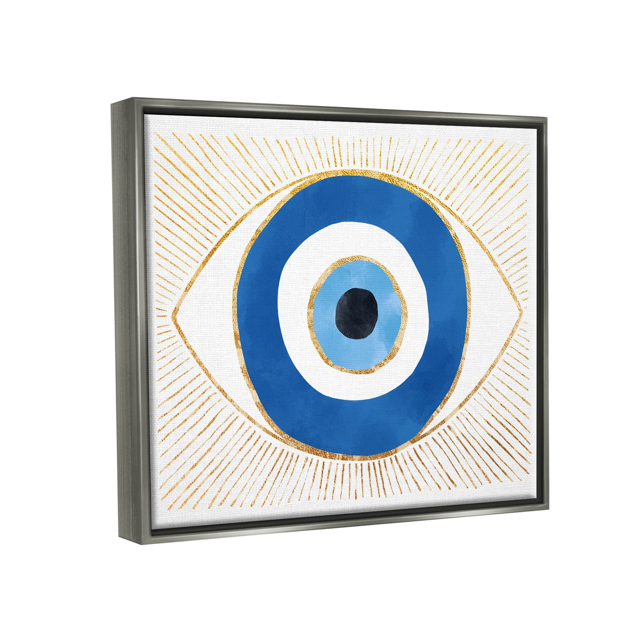 Evil Eye Glam Rays Pattern Religious Graphic Art Luster Gray Framed Art Print Wall Art