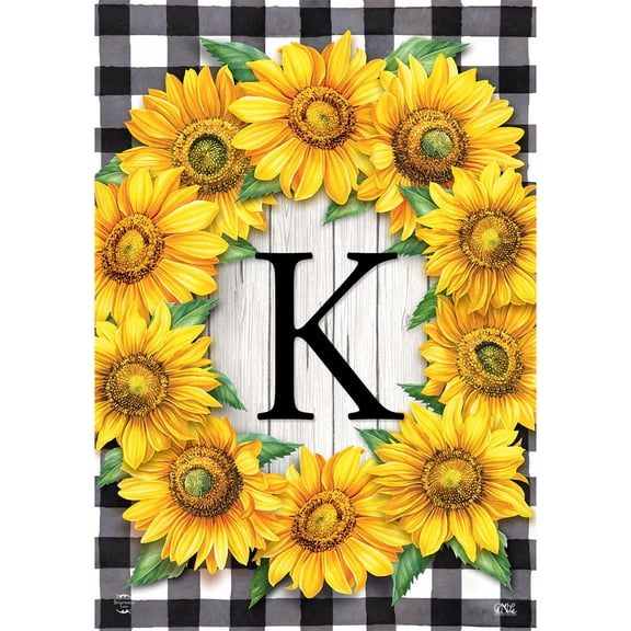 Briarwood Lane Everyday Garden Flag 12x18 For Outdoor Sunflowers Monogram K Garden Flag Flags For Outside