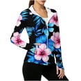 thumbnail image 5 of Warop Womans Zip Up Hoodie, Long Sleeve Tropical Print Thumbhole Sun Protection Jacket, Beach Swim Cover Up Summer, 5 of 5