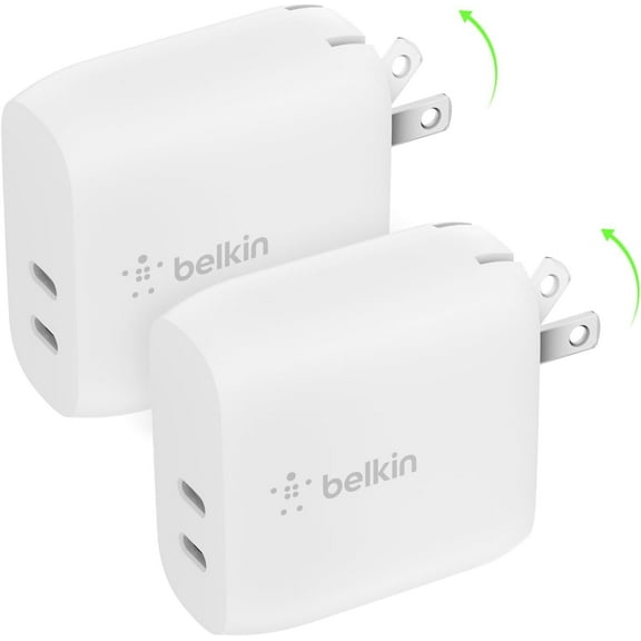 Belkin 40W Dual Port USB-C Wall Charger, USB Type C Charger Fast Charging for iPhone 16, 16 Plus, 16 Pro, 16 Pro Max, 15, 15 Pro, 15 Pro Max, iPhone 14 Series, Galaxy S24 & More, 2-Pack