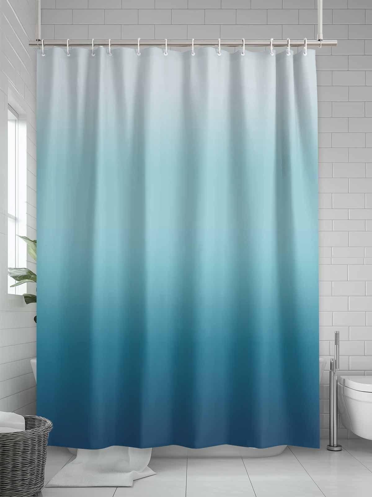 Boanket Polyester Fabric Ombre Pure Blue Abstract Art Shower Curtain, Waterproof Bathtub Curtain Bathroom Decor Set with Hooks 60 x 72 Inches,