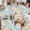 thumbnail image 5 of Large Area Rugs for Living Room Bedroom, Easter 6'x9' Rug Washable Carpet Runner Indoor Outdoor, Spring Rabbit Feet Eggs Flower Green Wooden Grain Non Slip Floor Mats Rug for Kitchen, Playroom, 5 of 8