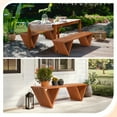 thumbnail image 6 of Ktaxon Outdoor Bench, Design Wood Garden Bench Weather Resistant, Triangle Shape Backless Bench for Indoor, Outdoor, Patio, Garden, 6 of 6