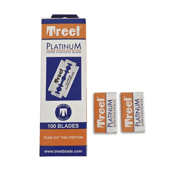 100 Treet Platinum Super Stainless Double Edge Safety Razor Shaving Blades