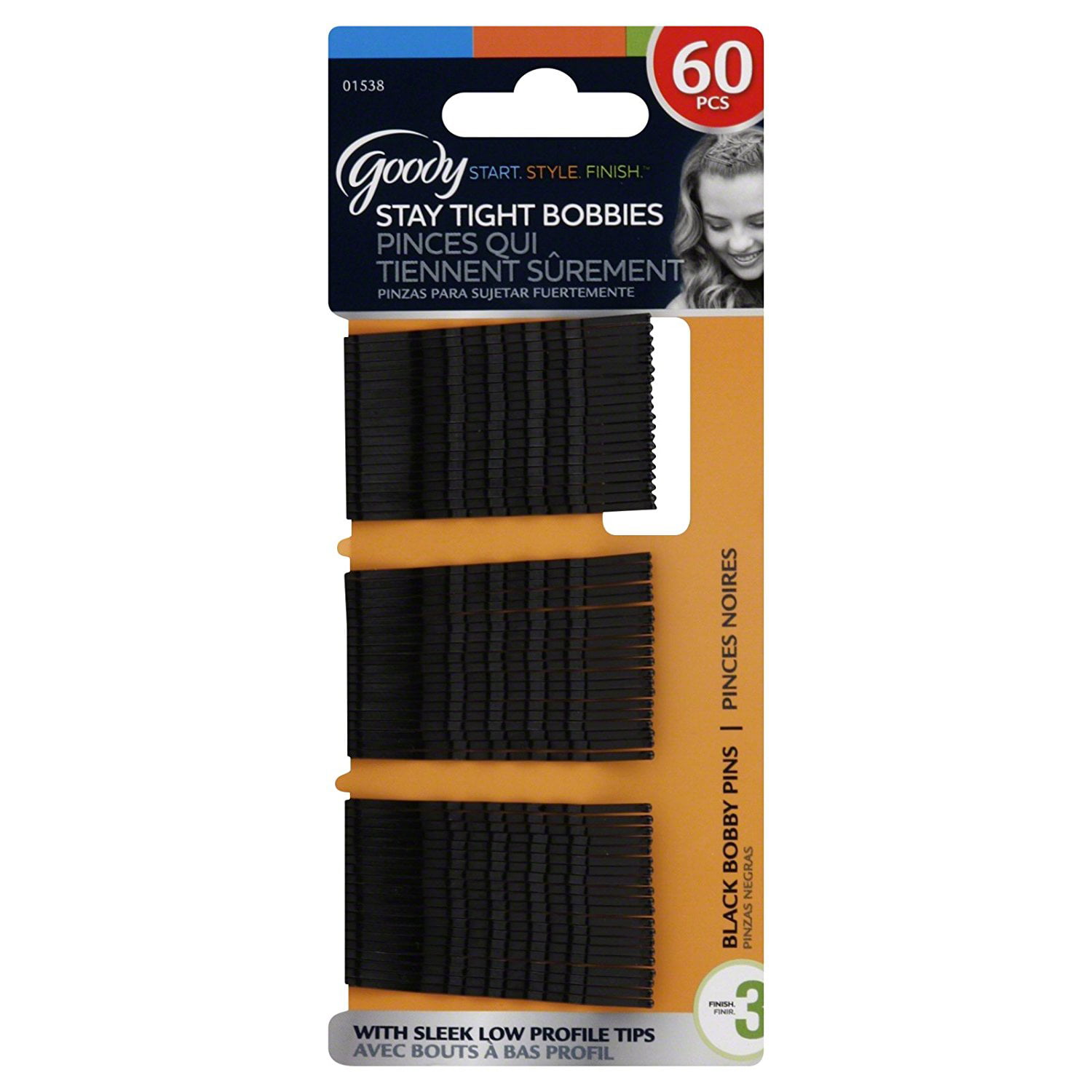 6 Goody SlideProof Secure Hold Black Bobby Pins 45 count per Pack LOT OF SIX ! 