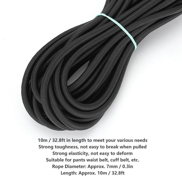 LHCER Round Elastic Rope,7mm 10m / 32.8ft Clothes Round Elastic Rope Cord  with Strong Elasticity for Clothing DIY Black,Clothes Elastic 