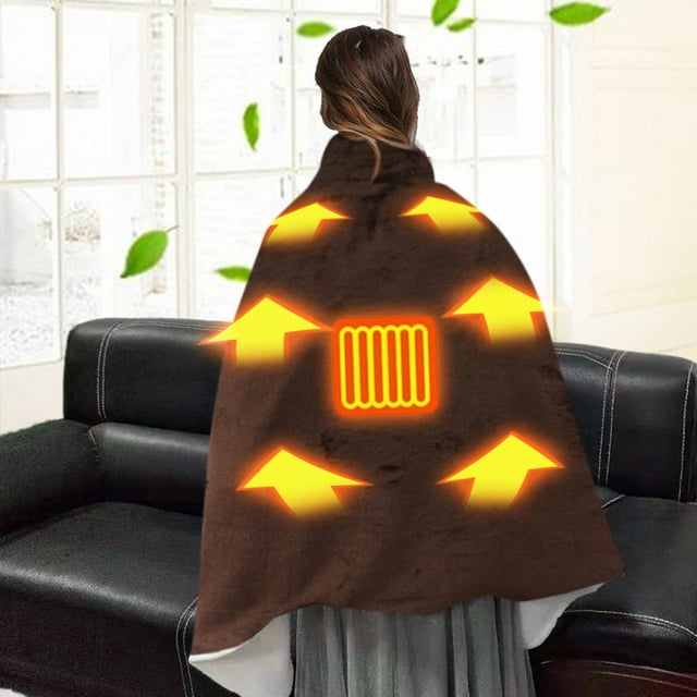 USB Electric Heated Blanke Throw on Shoulder Cold Protection 3 Stage Temperature Big Blanket