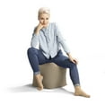 thumbnail image 2 of Gouchee Home Cube Brava Beige Pouf Ottoman – Water-Repellent Cube Bean Bag Footstool with Polystyrene Beads, Lightweight & Portable for Living Room or Dorm, 2 of 8